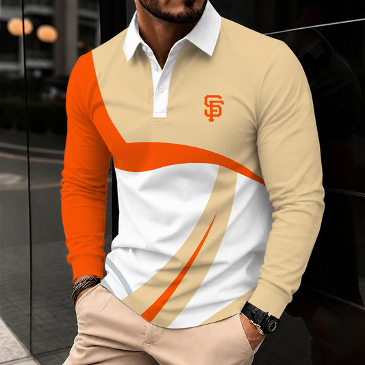 [HOMERUN DEAL] NEW CUSTOMIZED MLB06 SFG SAN FRANCISCO GIANTS MEN'S LONG SLEEVE POLO