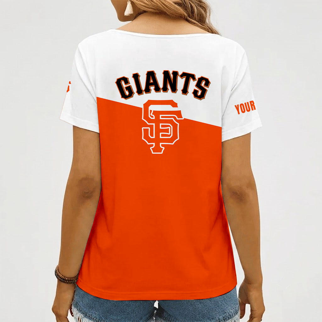[HOMERUN DEAL] NEW CUSTOMIZED MLB06 SFG SAN FRANCISCO GIANTS V-NECK FEMALE SHIRT