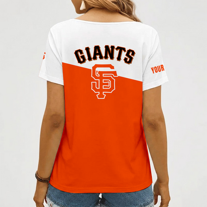 [HOMERUN DEAL] NEW CUSTOMIZED MLB06 SFG SAN FRANCISCO GIANTS V-NECK FEMALE SHIRT
