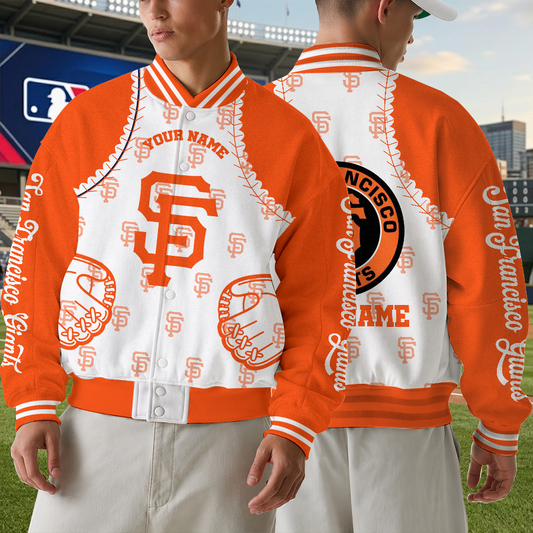[HOMERUN DEAL] NEW CUSTOMIZED MLB06 SFG SAN FRANCISCO GIANTS SATIN VARSITY & BASEBALL JACKET