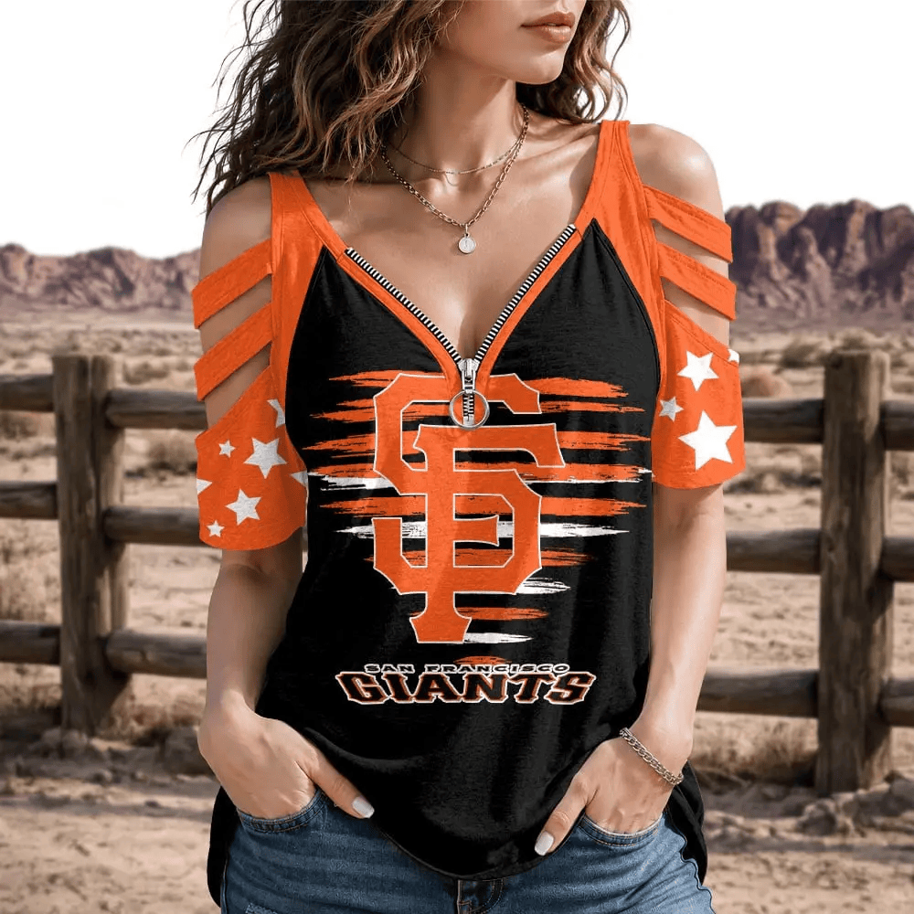 [HOMERUN DEAL] NEW CUSTOMIZED MLB06 SFG SAN FRANCISCO GIANTS STRAPPY COLD-SHOULDER TOP