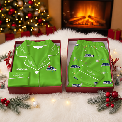 [TOUCHDOWN DEAL] NEW CUSTOMIZED NFL06 SSH SEATTLE SEAHAWKS LONG-SLEEVE PAJAMA SET