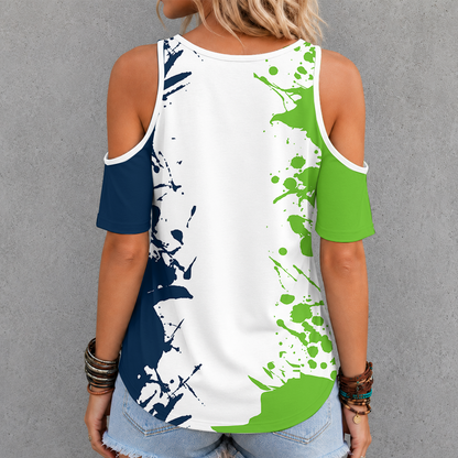 [TOUCHDOWN DEAL] NEW CUSTOMIZED NFL06 SSH SEATTLE SEAHAWKS CRISS CROSS V-NECK TOP