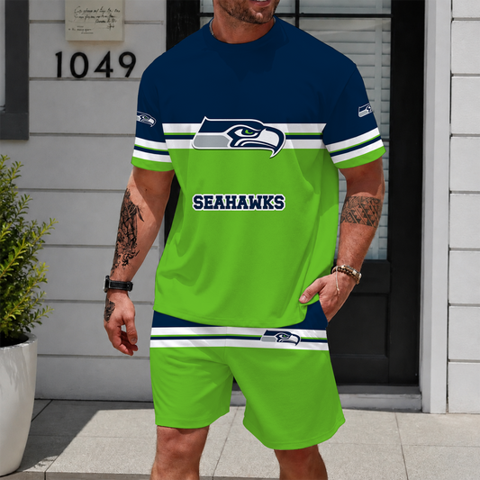[TOUCHDOWN DEAL] NEWCUSTOMIZED NFL06 SSH SEATTLE SEAHAWKS UNISEX T-SHIRT & SHORTS SET