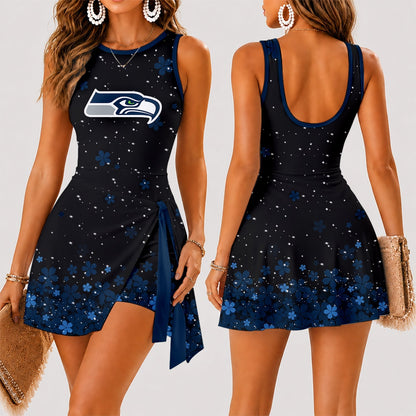 [TOUCHDOWN DEAL] NEW CUSTOMIZED NFL06 SSH SEATTLE SEAHAWKS WOMEN'S SUMMER SKORT DRESS