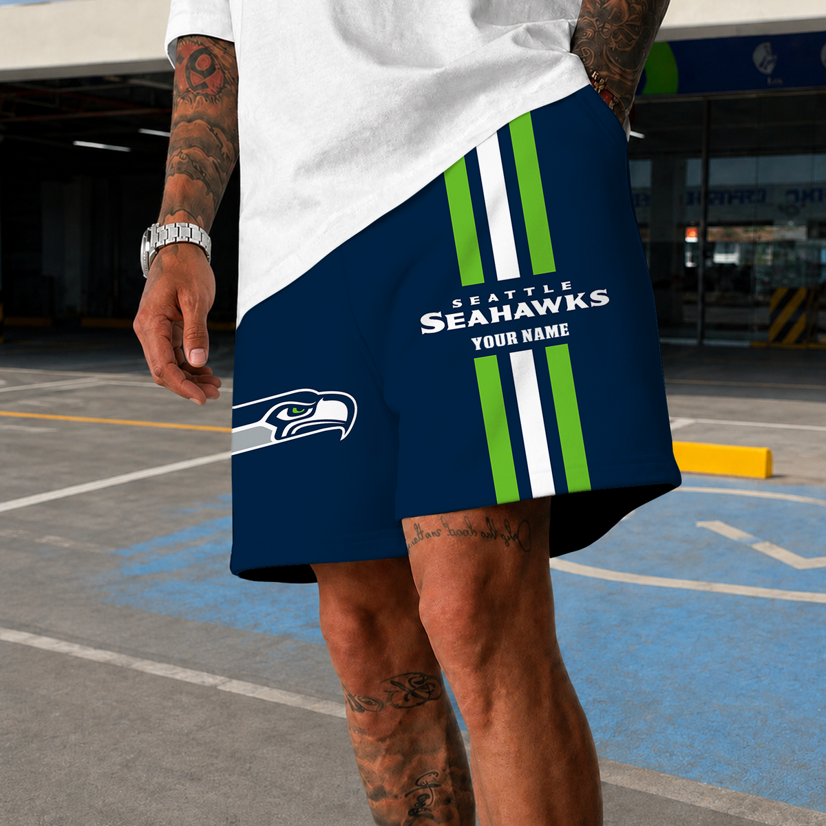 [TOUCHDOWN DEAL] NEW CUSTOMIZED NFL06 SSH SEATTLE SEAHAWKS SHORT PANTS