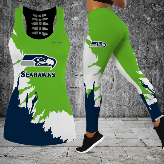 [TOUCHDOWN DEAL] NEW CUSTOMIZED NFL06 SSH SEATTLE SEAHAWKS HOLLOW TANK TOP & LEGGINGS SET