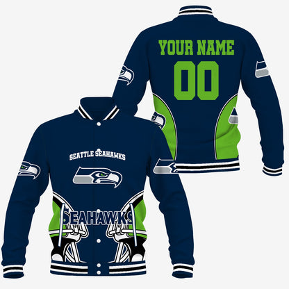 [TOUCHDOWN DEAL] NEW CUSTOMIZED NFL06 SSH SEATTLE SEAHAWKS SATIN VARSITY & BASEBALL JACKET
