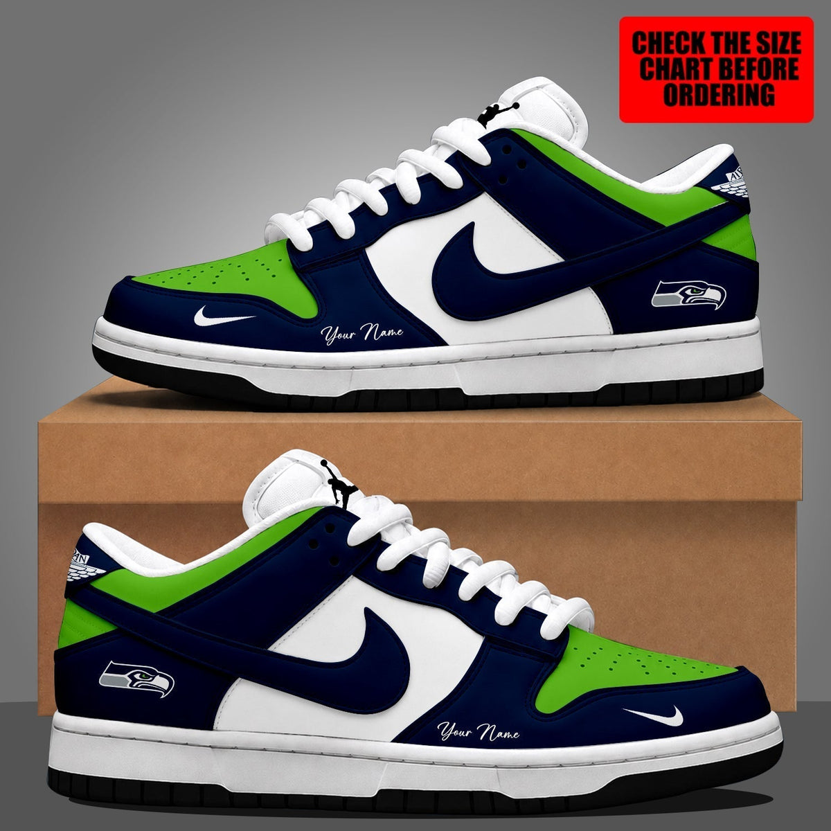 [TOUCHDOWN DEAL] NEW CUSTOMIZED NFL06 SSH SEATTLE SEAHAWKS DUNK LOW SHOES