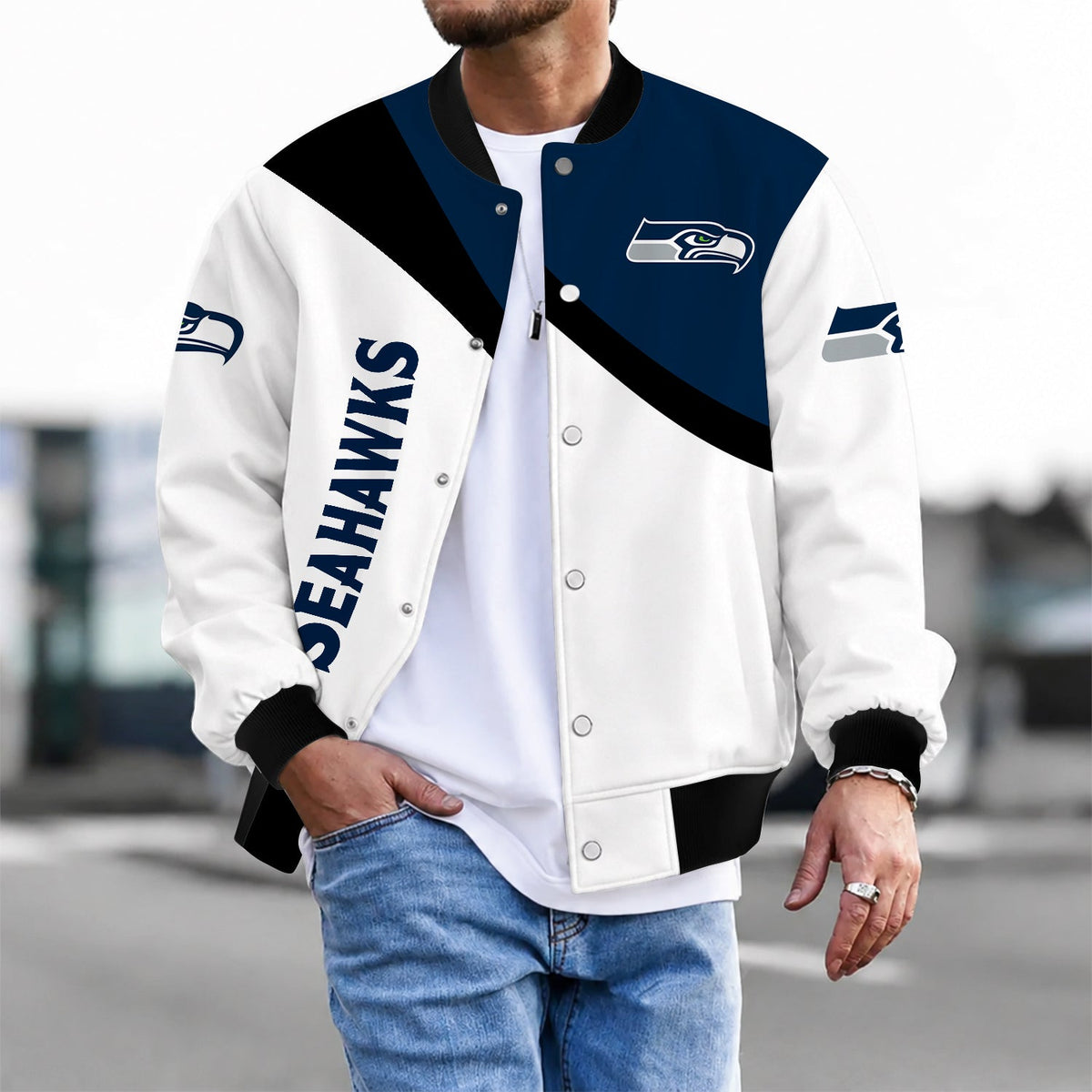 [TOUCHDOWN DEAL] NEW CUSTOMIZED NFL06 SSH SEATTLE SEAHAWKS SATIN VARSITY & BASEBALL JACKET