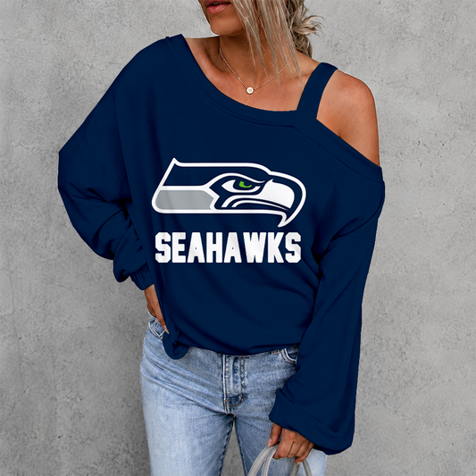 [TOUCHDOWN DEAL] NEW CUSTOMIZED NFL06 SSH SEATTLE SEAHAWKS WOMEN'S OFF-SHOULDER LONG SLEEVE SHIRT