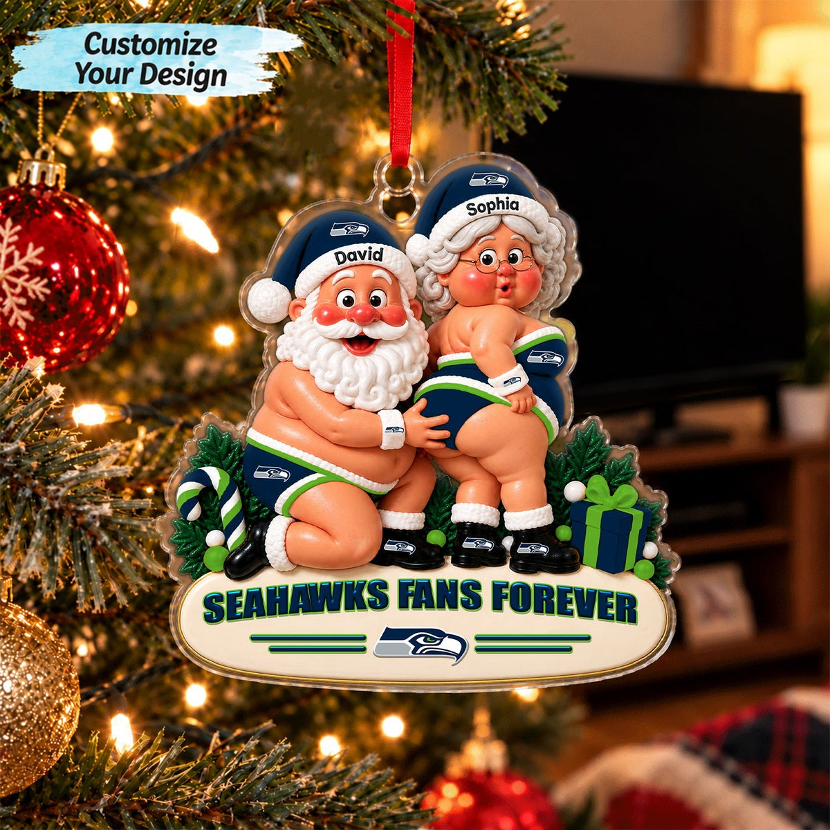 [TOUCHDOWN DEAL] NEW CUSTOMIZED NFL06 SSH SEATTLE SEAHAWKS CHRISTMAS ACRYLIC ORNAMENT