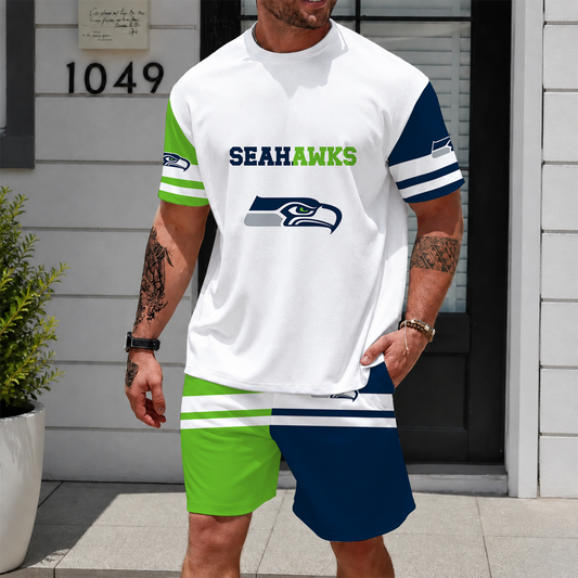 [TOUCHDOWN DEAL] NEWCUSTOMIZED NFL06 SSH SEATTLE SEAHAWKS UNISEX T-SHIRT & SHORTS SET