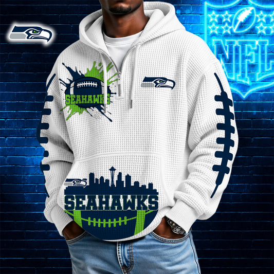 [TOUCHDOWN DEAL] NEW CUSTOMIZED NFL06 SSH SEATTLE SEAHAWKS WAFFLE FULL ZIP HOODIE