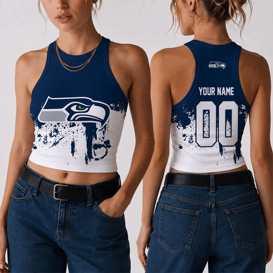 [TOUCHDOWN DEAL] NEW CUSTOMIZED NFL06 SSH THE SEAHAWKS WOMEN'S CROP TOP