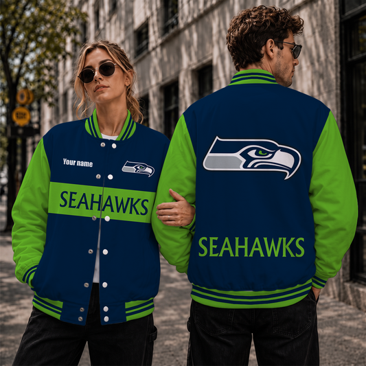 [TOUCHDOWN DEAL] NEW CUSTOMIZED NFL06 SSH SEATTLE SEAHAWKS SATIN VARSITY & BASEBALL JACKET