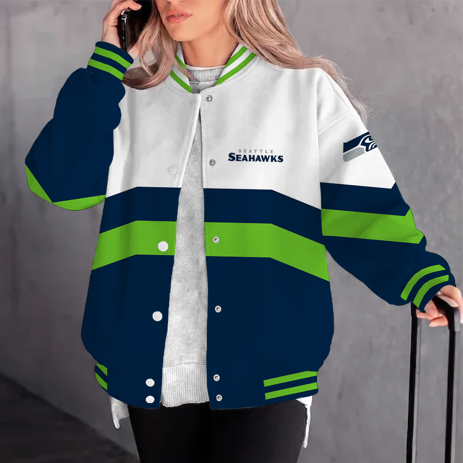 [TOUCHDOWN DEAL] NEW CUSTOMIZED NFL06 SSH SEATTLE SEAHAWKS SATIN VARSITY & BASEBALL JACKET