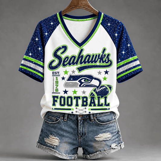 [TOUCHDOWN DEAL] NEW CUSTOMIZED NFL06 SSH THE SEAHAWKS BUC-EE'S V-NECK FEMALE SHIRT