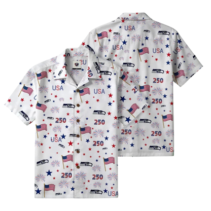 [TOUCHDOWN DEAL] NEW CUSTOMIZED NFL06 SSH SEATTLE SEAHAWKS PATRIOTIC 250 USA HAWAIIAN SHIRT