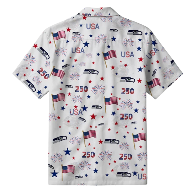 [TOUCHDOWN DEAL] NEW CUSTOMIZED NFL06 SSH SEATTLE SEAHAWKS PATRIOTIC 250 USA HAWAIIAN SHIRT