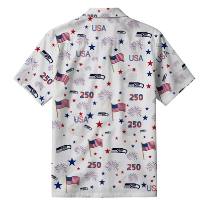 [TOUCHDOWN DEAL] NEW CUSTOMIZED NFL06 SSH SEATTLE SEAHAWKS PATRIOTIC 250 USA HAWAIIAN SHIRT