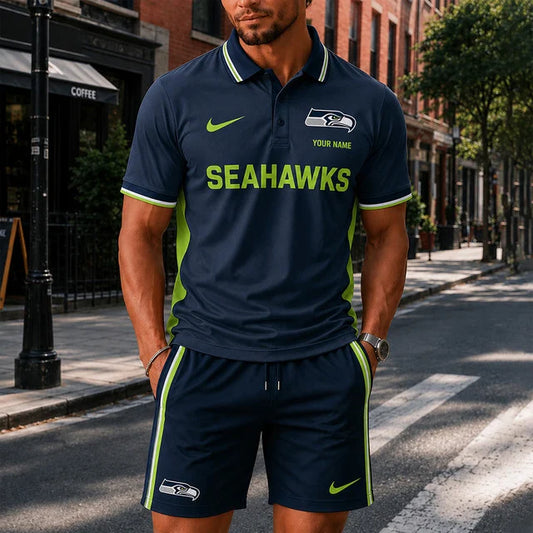 [TOUCHDOWN DEAL] NEW CUSTOMIZED NFL06 SSH SEATTLE SEAHAWKS POLO SHIRT & SHORT PANTS