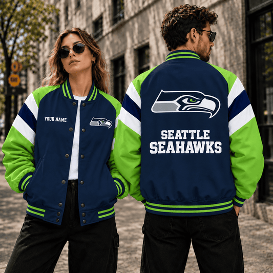 [TOUCHDOWN DEAL] NEW CUSTOMIZED NFL06 SSH SEATTLE SEAHAWKS SATIN VARSITY & BASEBALL JACKET