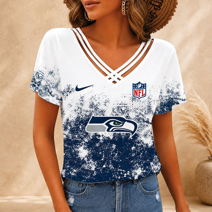 [TOUCHDOWN DEAL] NEW CUSTOMIZED NFL06 SSH SEATTLE SEAHAWKS V-NECK SHIRT