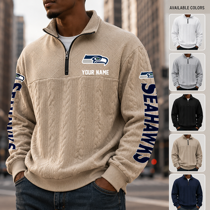 [TOUCHDOWN DEAL] NEW CUSTOMIZED NFL06 SSH SEATTLE SEAHAWKS MULTICOLOR QUARTER-ZIP SWEATSHIRT
