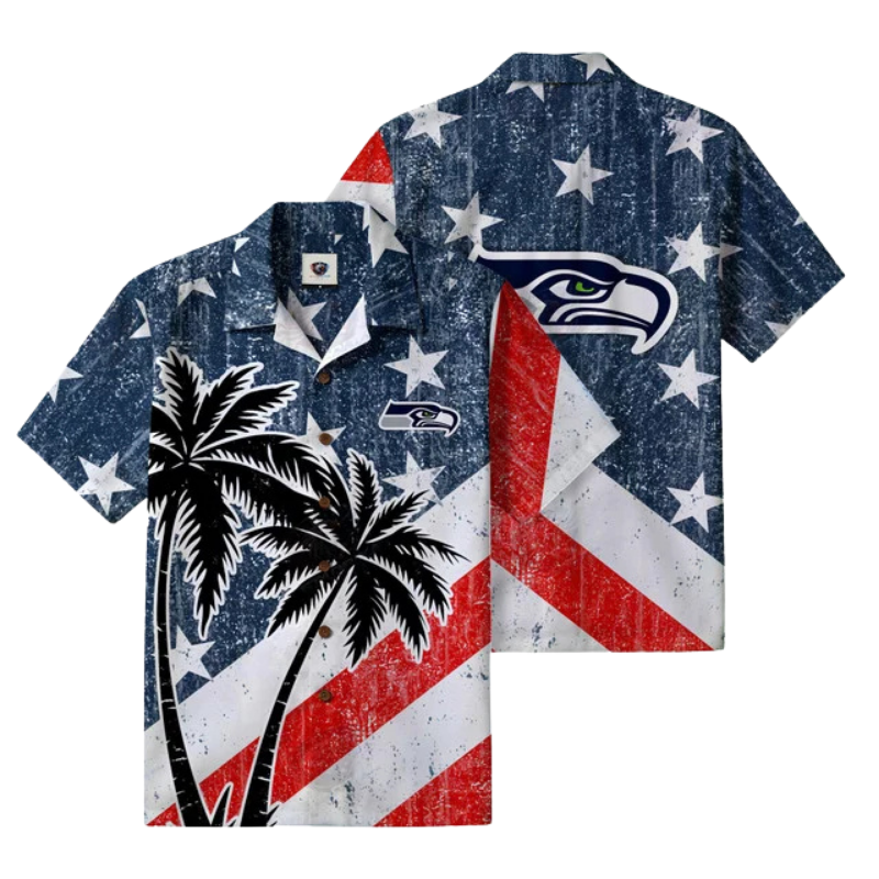 [TOUCHDOWN DEAL] NEW CUSTOMIZED NFL06 SSH SEATTLE SEAHAWKS PATRIOTIC 250 USA HAWAIIAN SHIRT