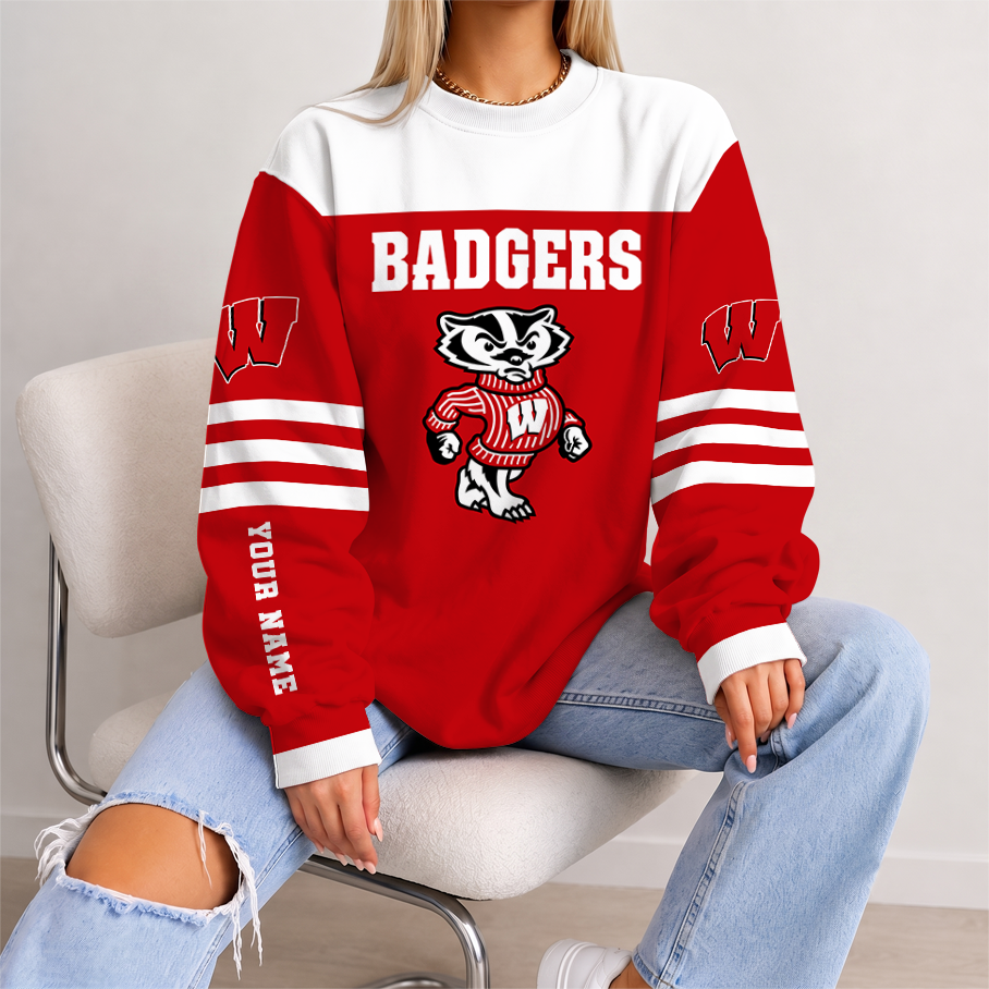 [PUCK DROP DEAL] NEW CUSTOMIZED NCAA MFF06 WSB WISCONSIN BADGERS UNISEX SWEATSHIRT