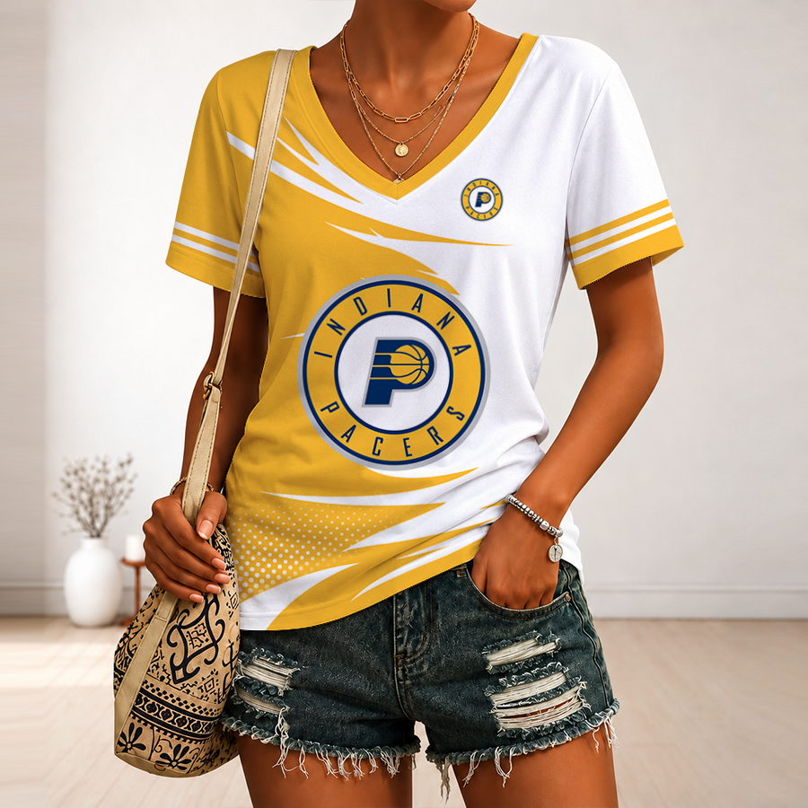 [HOT DEAL] NEW CUSTOMIZED NBA06 IPA INDIANA PACERS V-NECK FEMALE SHIRT