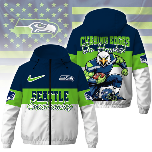 [TOUCHDOWN DEAL] NEW CUSTOMIZED NFL06 SSH SEATTLE SEAHAWKS WINDBREAKER JACKET