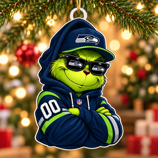 [TOUCHDOWN DEAL] NEW CUSTOMIZED NFL06 SSH SEATTLE SEAHAWKS CHRISTMAS ACRYLIC ORNAMENT