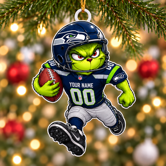 [TOUCHDOWN DEAL] NEW CUSTOMIZED NFL06 SSH SEATTLE SEAHAWKS CHRISTMAS ACRYLIC ORNAMENT