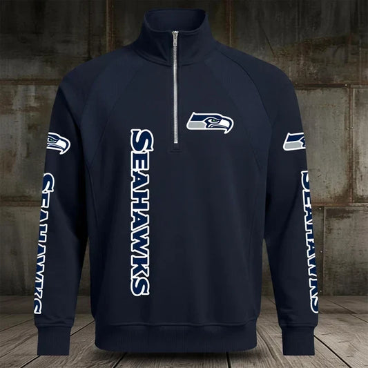 [TOUCHDOWN DEAL] NEW CUSTOMIZED NFL06 SSH SEATTLE SEAHAWKS MEN'S MULTICOLOR QUARTER-ZIP PULLOVER