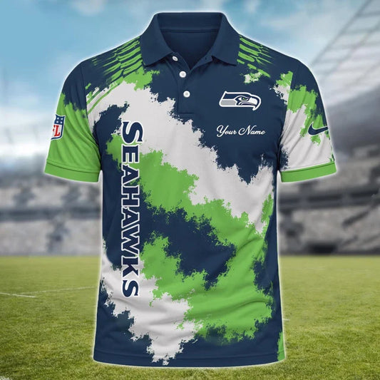 [TOUCHDOWN DEAL] NEW CUSTOMIZED NFL06 SSH SEATTLE SEAHAWKS MULTICOLOR POLO SHIRT