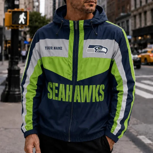 [TOUCHDOWN DEAL] NEW CUSTOMIZED NFL06 SSH SEATTLE SEAHAWKS WINDBREAKER JACKET