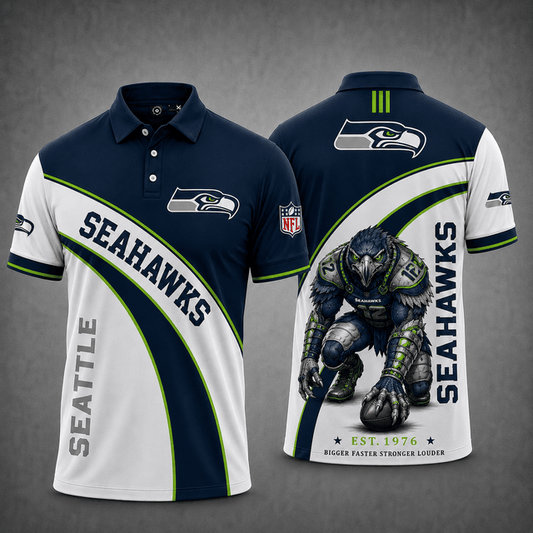 [TOUCHDOWN DEAL] NEW CUSTOMIZED NFL06 SSH SEATTLE SEAHAWKS POLO SHIRT
