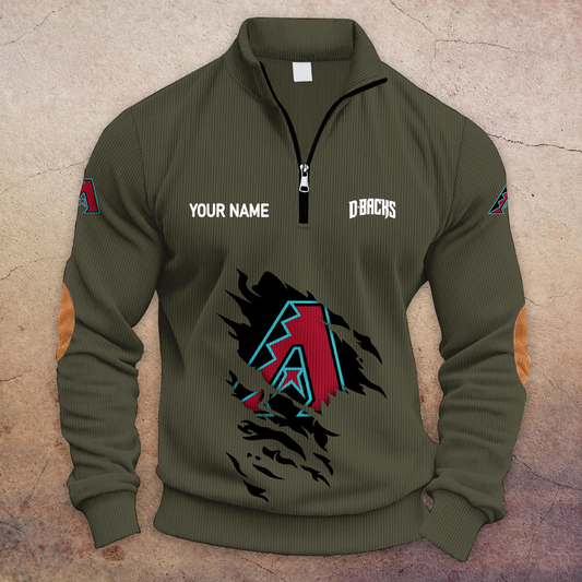 [HOMERUN DEAL] NEW CUSTOMIZED MLB07 ADS ARIZONA DIAMONDBACKS MULTICOLOR STRIPED QUATER ZIP SWEATSHIRT