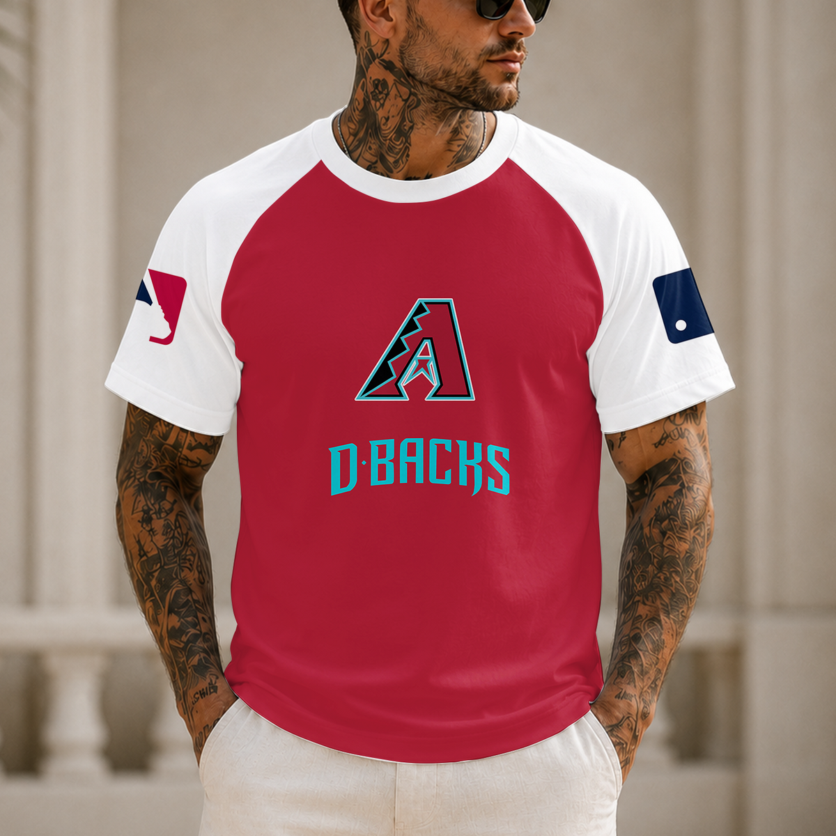 [HOMERUN DEAL] NEW MLB07 ADS ARIZONA DIAMONDBACKS CUSTOMIZED RAGLAN TEE