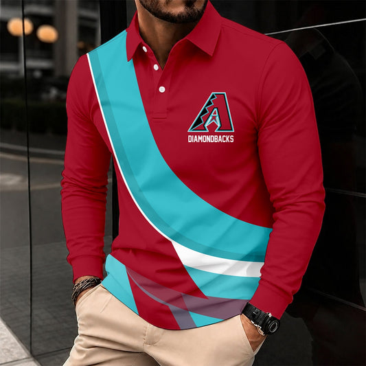 [HOMERUN DEAL] NEW CUSTOMIZED MLB07 ADS ARIZONA DIAMONDBACKS MEN'S LONG SLEEVE POLO