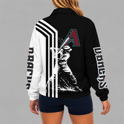 [HOMERUN DEAL] NEW CUSTOMIZED MLB07 ADS ARIZONA DIAMONDBACKS V-NECK ZIPPER SWEATSHIRT JACKET
