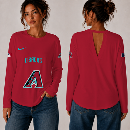 [HOMERUN DEAL] NEW CUSTOMIZED MLB07 ADS THE DIAMONDBACKS WOMEN'S BACK V-CUT LONG-SLEEVE SHIRT