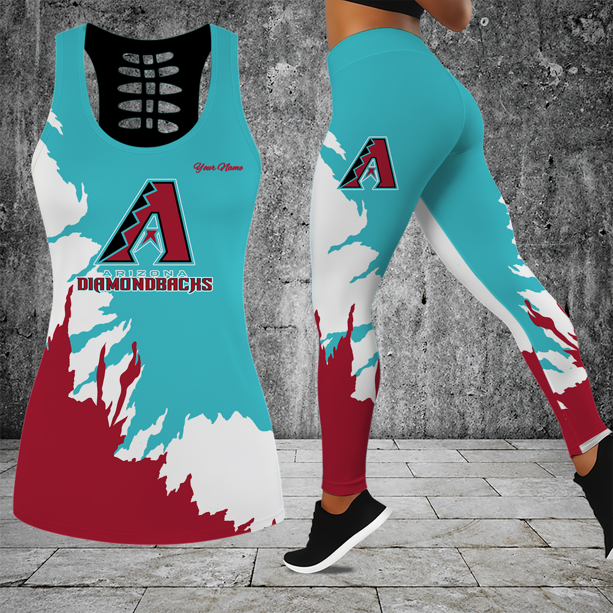 [HOMERUN DEAL] NEW CUSTOMIZED MLB07 ADS ARIZONA DIAMONDBACKS HOLLOW TANK TOP & LEGGINGS SET
