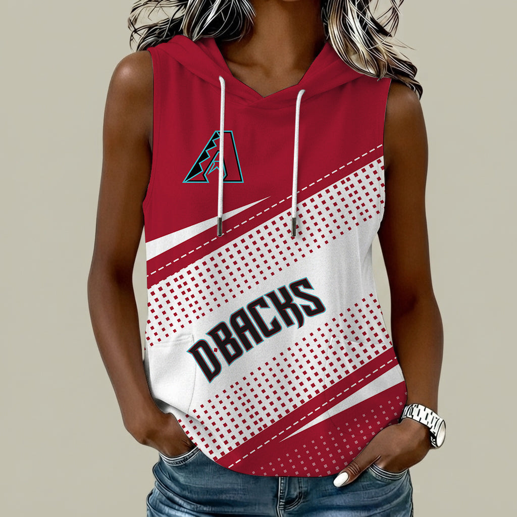 [HOMERUN DEAL] NEW CUSTOMIZED MLB07 ADS ARIZONA DIAMONDBACKS WOMEN'S SLEEVELESS HOODED POCKET TANK TOP