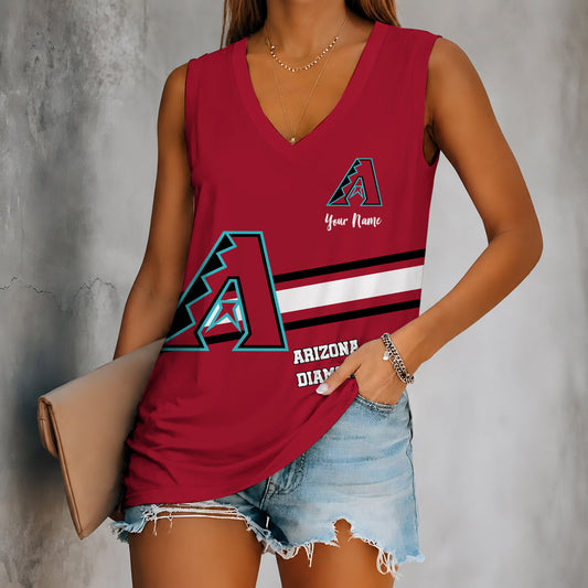 [HOMERUN DEAL] NEW CUSTOMIZED MLB07 ADS ARIZONA DIAMONDBACKS WOMEN'S V-NECK TANK TOP