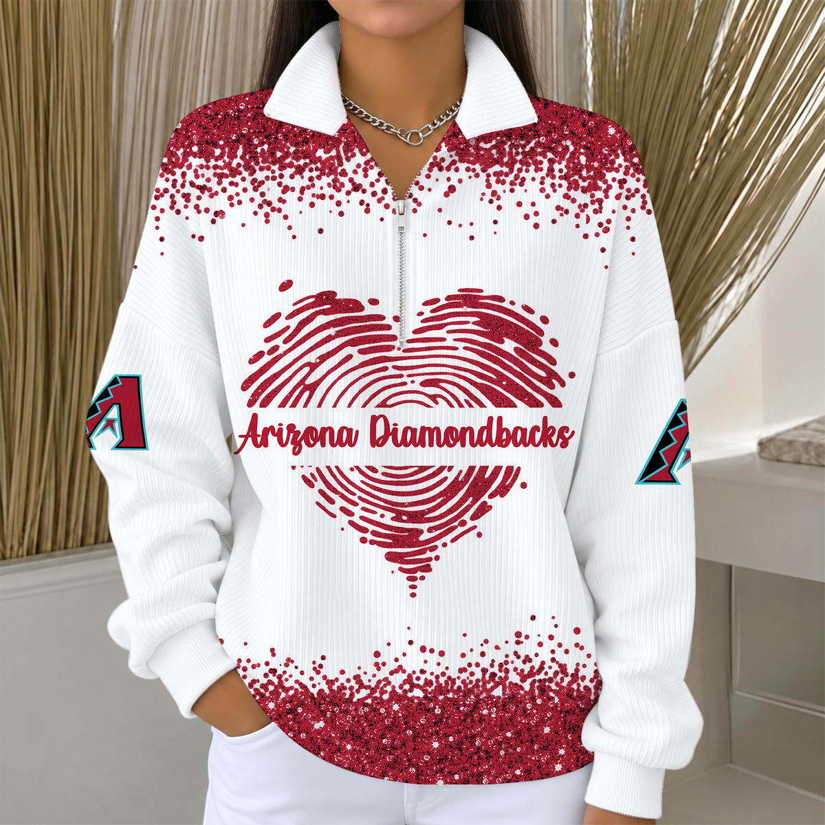 [HOMERUN DEAL] NEW CUSTOMIZED MLB07 ADS THE DIAMONDBACKS QUARTER ZIP RIBBED SWEATER