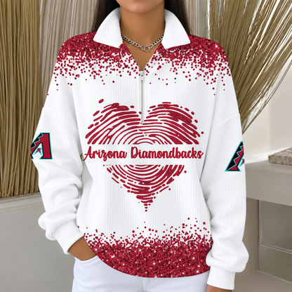 [HOMERUN DEAL] NEW CUSTOMIZED MLB07 ADS THE DIAMONDBACKS QUARTER ZIP RIBBED SWEATER