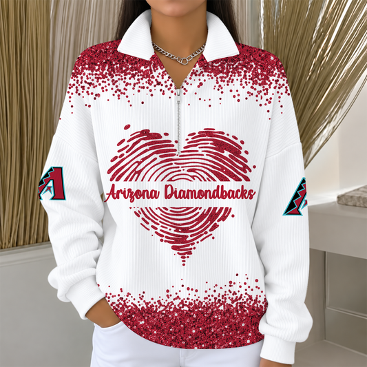 [HOMERUN DEAL] NEW CUSTOMIZED MLB07 ADS THE DIAMONDBACKS QUARTER ZIP RIBBED SWEATER